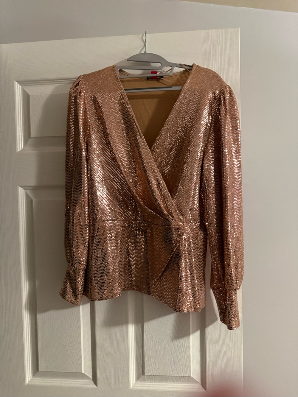 Vince Camuto Metallic Rose Wrap Blouse